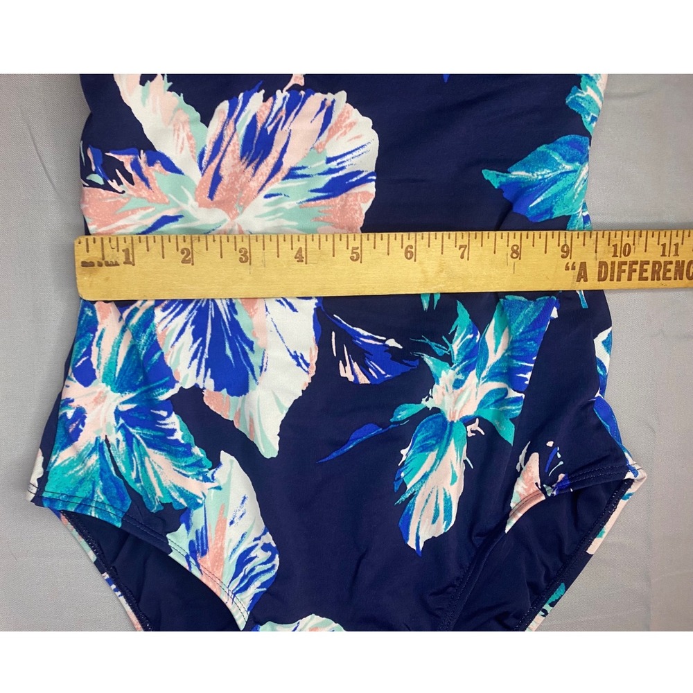Carve‎ Designs Swimsuit Women XS Navy Blue New Floral Crisscross One Piece - Picture 4 of 8